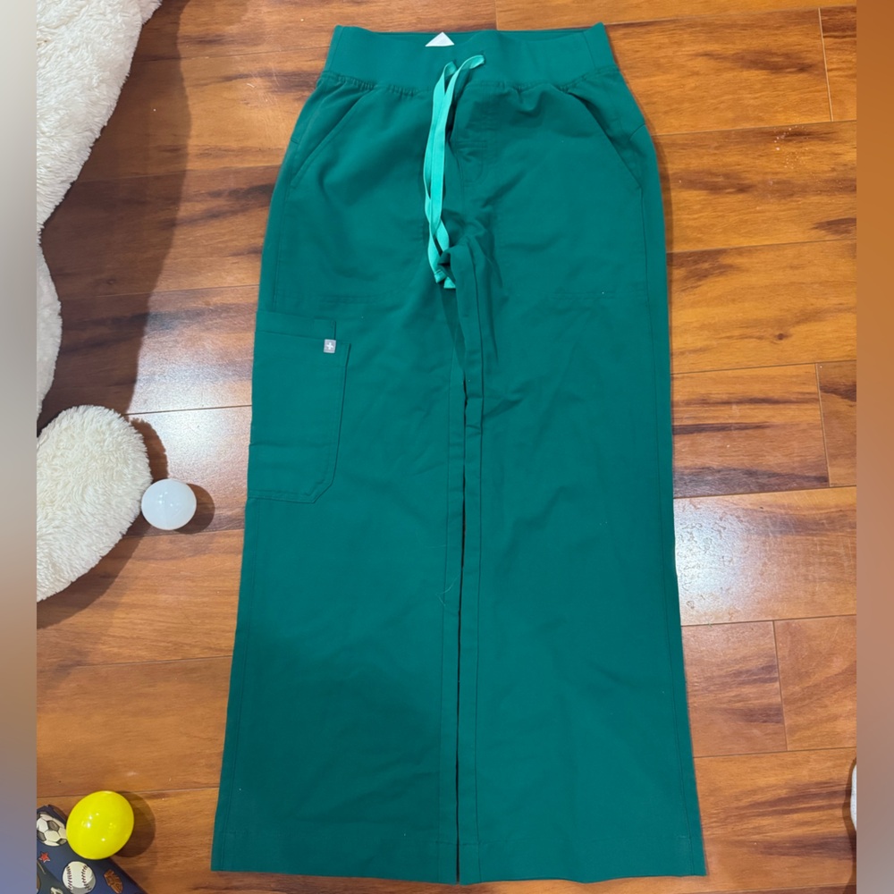 Figs Hunter Green Isabel Wide Leg Scrub Pants